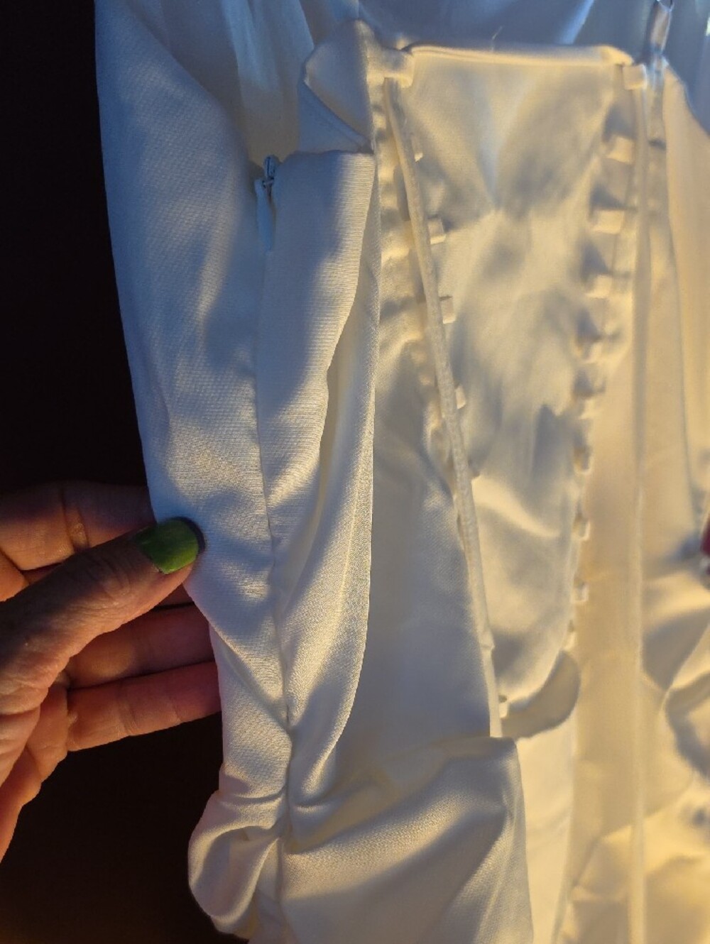 White Ruched Square-Neck Mini Dress - Picture 6 of 6